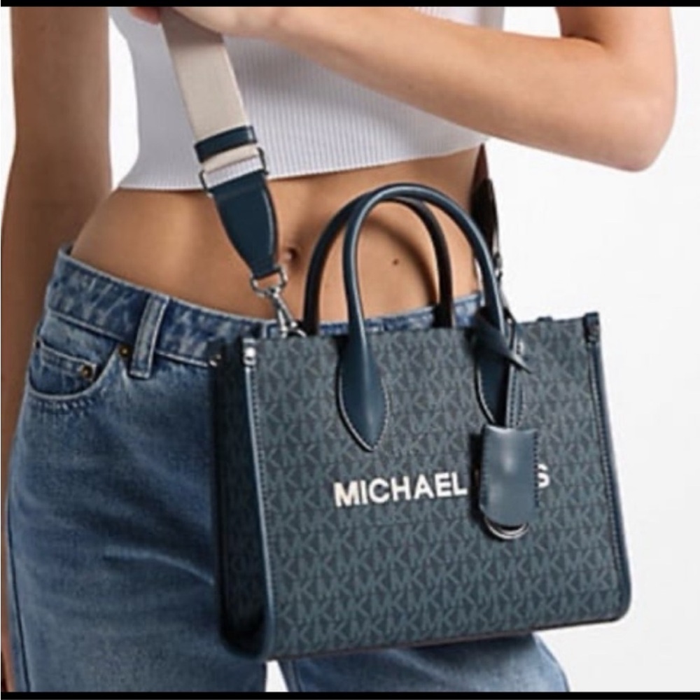 Michael Kors Navy MK Logo Small Crossbody Satchel